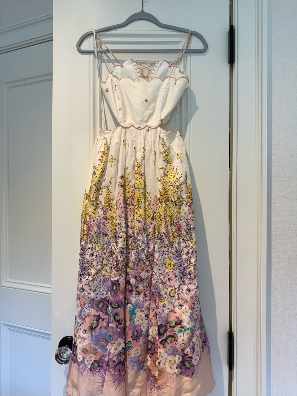 Zimmermann Cream Dress with Pastel Floral Embroidery - Picture 2 of 7